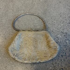 Women’s Silver Beaded Evening Bag Top Handle